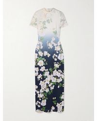 Oscar de la Renta - Floral-Print Ombré Jersey Maxi Dress - Lyst