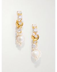 Completedworks - Plated Cubic Zirconia And Peal Hoop Earrings - Lyst