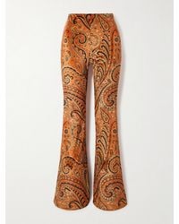 Etro - Paisley-Print Stretch-Velvet Flared Pants - Lyst