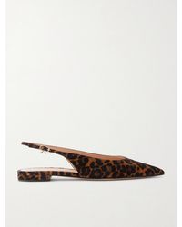 Gianvito Rossi - Robbie Animal-Print Suede Slingback Flats - Lyst