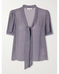 FRAME - The Sonnet Checked Silk Blouse - Lyst