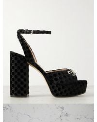 Gucci - Lady Horsebit-Detailed Velvet-Jacquard Platform Sandals - Lyst