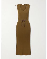 Max Mara - Fado Cotton-Blend Ribbed-Knit Midi Dress - Lyst