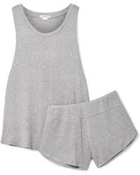 Eberjey Elon Ribbed-knit Pajama Set - Gray