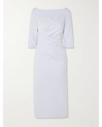 Safiyaa - Asena Draped Crepe Midi Dress - Lyst