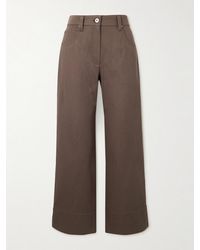 Brunello Cucinelli - Cropped Bead-Embellished Straight-Leg Jeans - Lyst