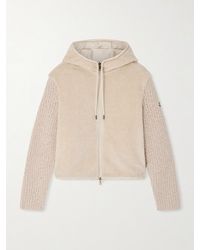Moncler - Hooded Fleece And Wool-Blend Bouclé Cardigan - Lyst