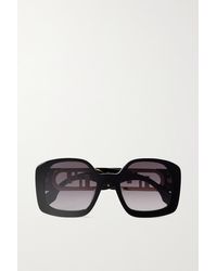 Fendi O'lock Oversized-sonnenbrille Mit Eckigem Rahmen Aus Azetat Mit Goldfarbenen Details - Schwarz