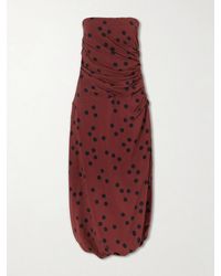 Proenza Schouler - Nayara Strapless Gathered Polka-Dot Crepe Midi Dress - Lyst
