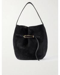 Liffner - Buckled Suede Bucket Bag - Lyst
