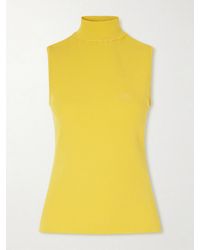Loewe - Logo-Embroidered Ribbed-Knit Turtleneck Top - Lyst