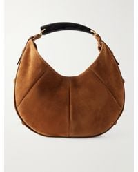 Saint Laurent - Mombasa Paneled Leather-Trimmed Suede Shoulder Bag - Lyst