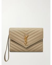 Saint Laurent - Monogramme Quilted Textured-Leather Pouch - Lyst
