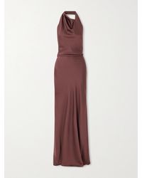 Jonathan Simkhai - Reannon Draped Satin Halterneck Gown - Lyst
