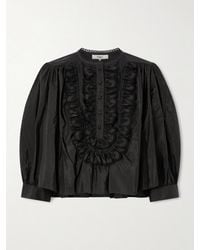 Chloé - Ruffled Broderie Anglaise-Trimmed Taffeta Blouse - Lyst