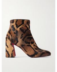 Christian Louboutin - Jane 85 Ankle Boots Aus Kalbshaar Mit Leopardenprint - Lyst