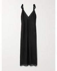 Chloé - Lace-Trimmed Organic Silk-Charmeuse Midi Dress - Lyst