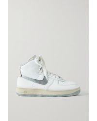 Nike Air Force 1 Suede-trimmed Leather Trainers - White