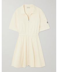 Moncler - Pleated Cotton-piqué Mini Shirt Dress - Lyst