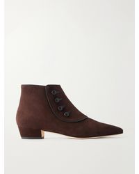 Manolo Blahnik - Hironu 30 Leather-Trimmed Suede Ankle Boots - Lyst