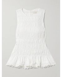 Faithfull the Brand - Thea Oberteil Aus Geraffter Baumwolle Mit Lochstickerei - Lyst