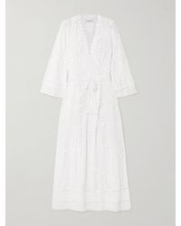 Miguelina - Lucinda Strandkleid Aus Besticktem Voile Und Spitze Mit Bindegürtel - Lyst
