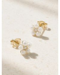 Mizuki - 14-Karat, Pearl And Diamond Earrings - Lyst