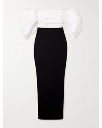 Solace London - Arla Off-The-Shoulder Gathered Satin-Twill And Crepe Gown - Lyst