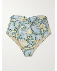 Agua Bendita - Vaiven Soledad Bikini-Höschen Aus Recyceltem Material Mit Blumenprint Und Raffungen - Lyst