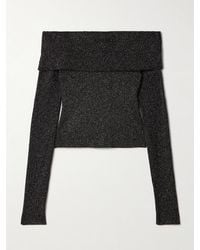 Zimmermann - Crush Off-The-Shoulder Cropped Metallic Stretch-Knit Top - Lyst