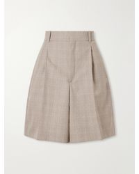Bottega Veneta - Prince Of Wales Wool Knee-Length Shorts - Lyst