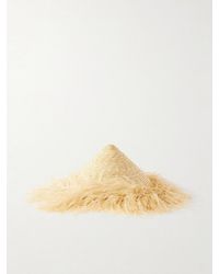 Gigi Burris Millinery - Harriet Feather-Trimmed Woven Raffia Sunhat - Lyst