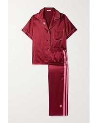 Morgan Lane Katelyn Yana Pyjama Aus Satin Mit Streifen in Rot Damen Bekleidung Nachtwäsche Schlafanzüge 