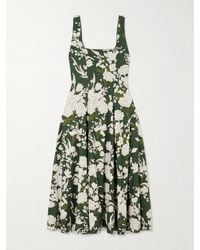 Agua Bendita - Pistilo Gardenia Picot-Trimmed Floral-Print Cotton-Poplin Midi Dress - Lyst