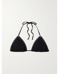 Marysia Swim - Sole Embroidered Seersucker Triangle Halterneck Bikini Top - Lyst
