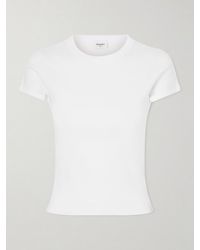 Saint Laurent - Cropped Jersey T-Shirt - Lyst