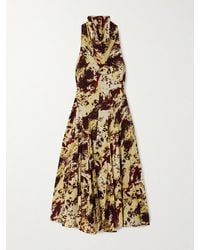 Proenza Schouler - Adelide Draped Paneled Printed Crepe Midi Dress - Lyst
