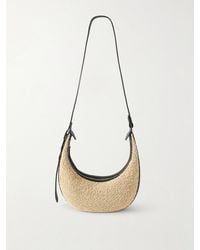 KHAITE - Augustina Small Leather-Trimmed Raffia Shoulder Bag - Lyst