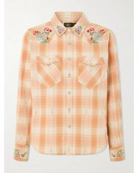 RRL - Buffalo Embroidered Checked Cotton Shirt - Lyst