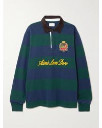 Aimé Leon Dore - Polo En Coton Imprimé À Finitions En Velours Côtelé, Rayures Et Broderies Script - Lyst