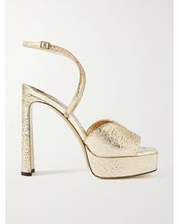 Jimmy Choo - Sandales Plates-Formes En Cuir Texturé Métallisé Karli 125 - Lyst