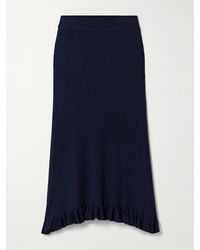 Brandon Maxwell - The Grace Asymmetric Ruffled Ribbed Cashmere Midi Skirt - Lyst