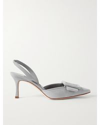 Manolo Blahnik - Maysli 70 Buckled Suede Slingback Pumps - Lyst