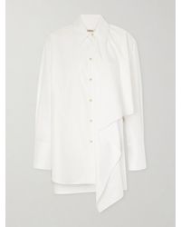 OSSOU - Tess Draped Cotton Poplin Shirt - Lyst