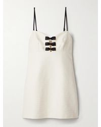 LoveShackFancy - Adelaide Bow-Embellished Satin-Trimmed Cotton-Tweed Mini Dress - Lyst