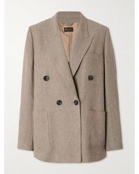 Loro Piana - Genny Double-Breasted Herringbone Linen Blazer - Lyst