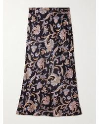 Veronica Beard - Clover Paisley-Print Silk-Blend Charmeuse Midi Skirt - Lyst