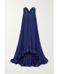 Lanvin Ruffled Chiffon Gown - Blue