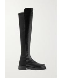 Stuart Weitzman 5050 Lift Leather And Neoprene Over-the-knee Boots - Black