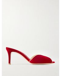 Gianvito Rossi - 70 Leather-Trimmed Velvet Mules - Lyst
